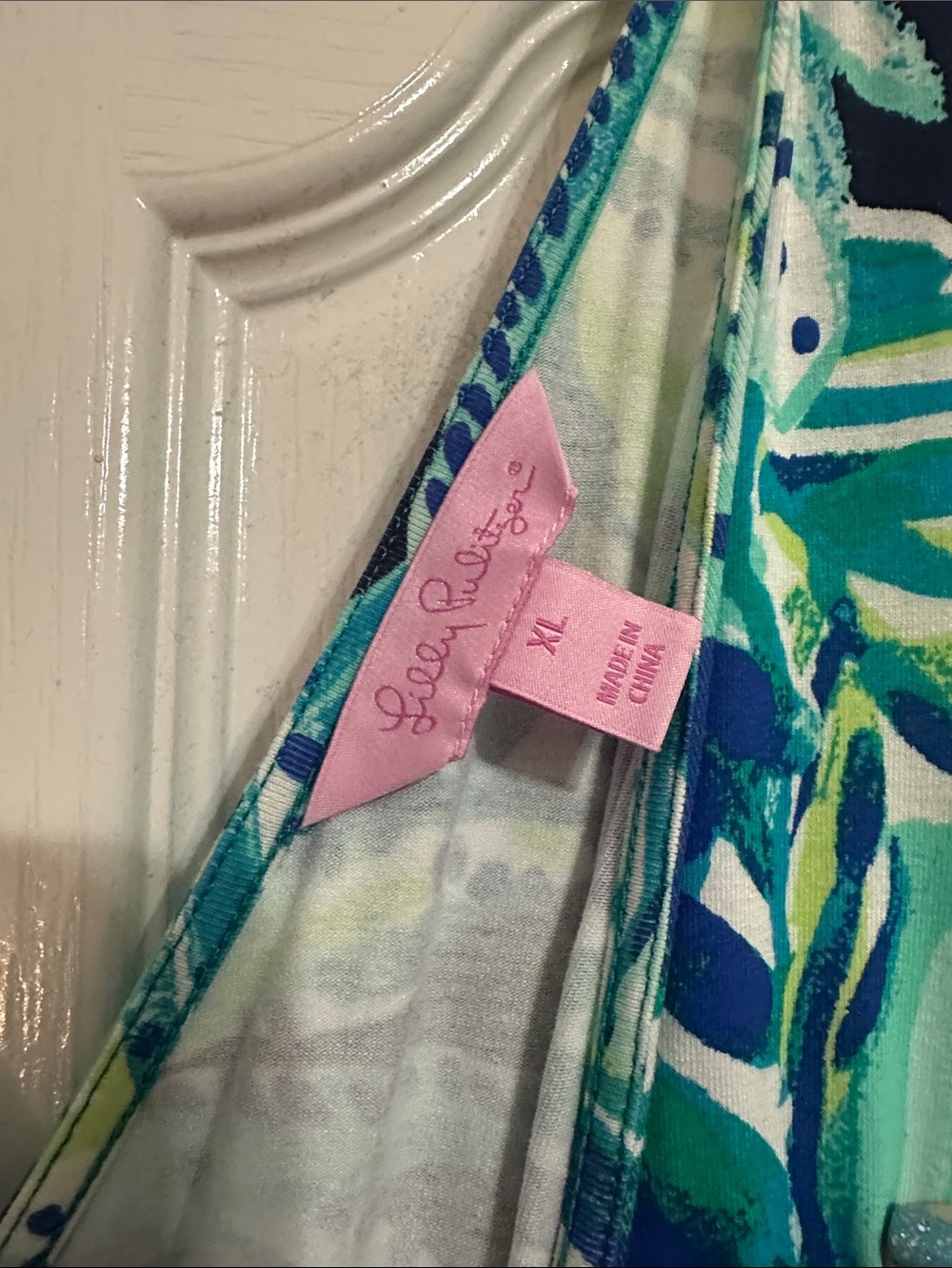 Lilly Pulitzer Tropical Leaf Print Wrap Maxi Dress - Green/Blue - Picture 4 of 5